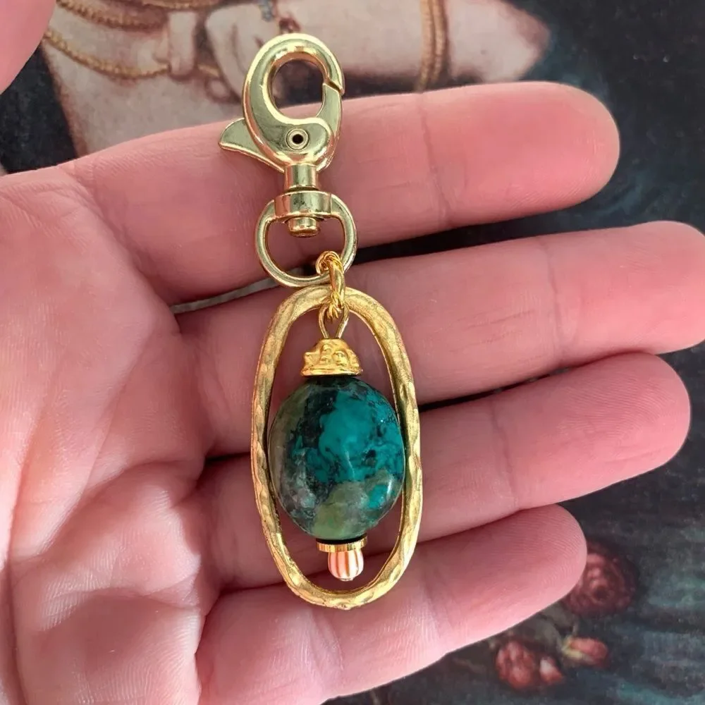 African Turquoise Keychain Bag Charm